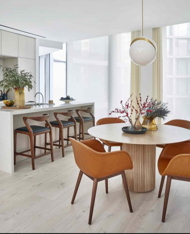 round reeded table in living room
