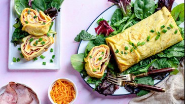 Baked Ham and Cheese Omelet Roll