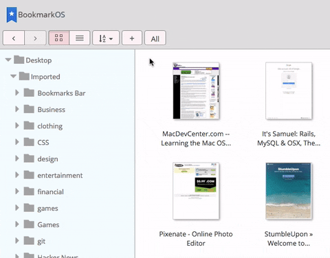 Bookmark OS drag and drop