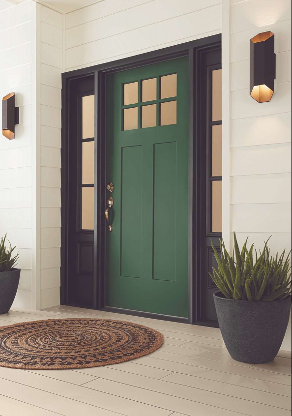kale green colored front door