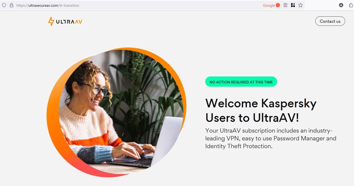 Kaspersky antivirus was replaced by UltraAV