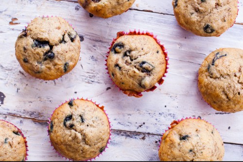 Easy Moist Banana Blueberry Muffins