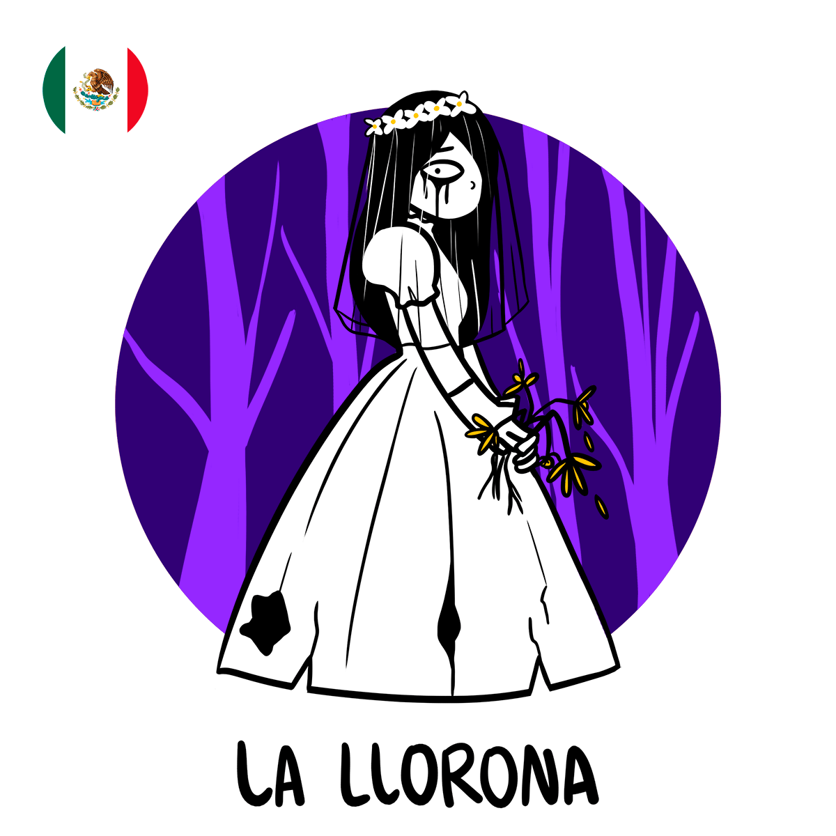 La llorona illustration of ghost women in white dress