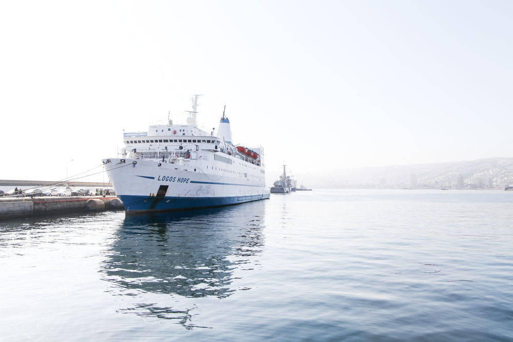 Logos Hope ship sits in port