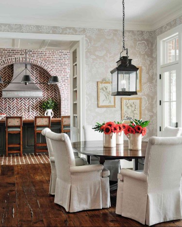 breakfast nook with art