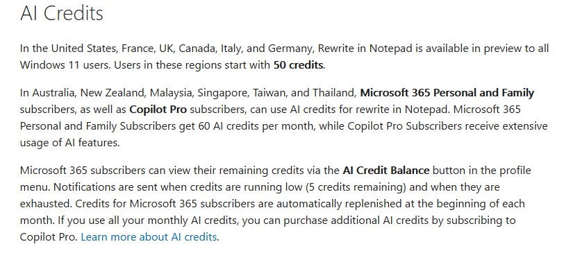 Microsoft AI credits free or paid