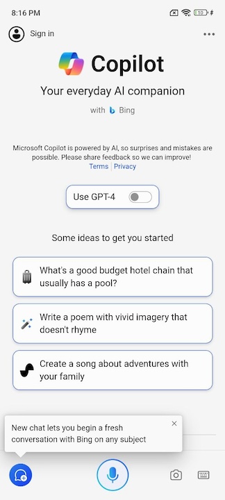 Microsoft Copilot app for Android