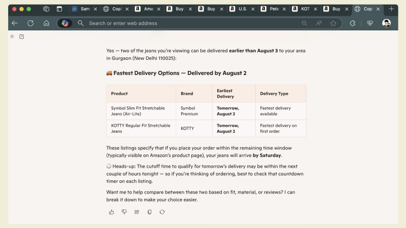 Leveraging the Copilot AI within Microsoft Edge.