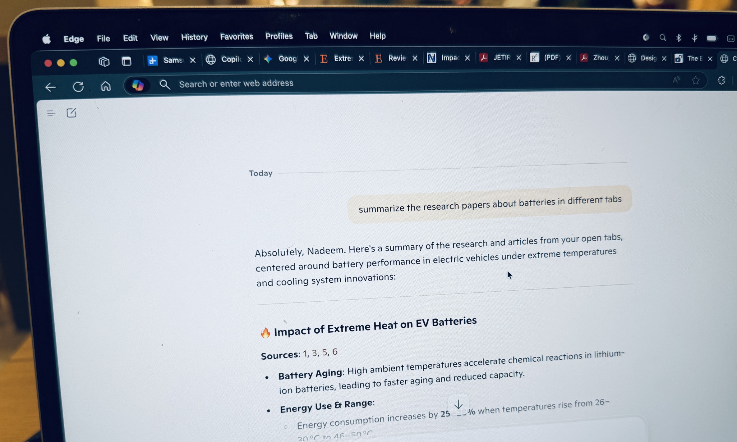 Employing the Copilot AI assistant integrated into the Edge browser.