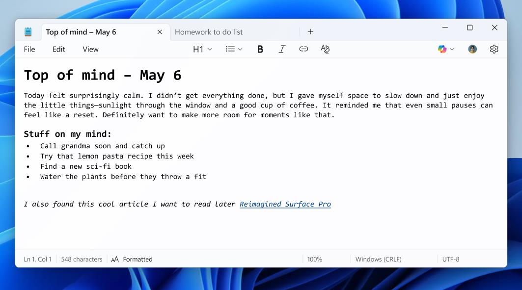 Microsoft is testing markdown formatting in Notepad