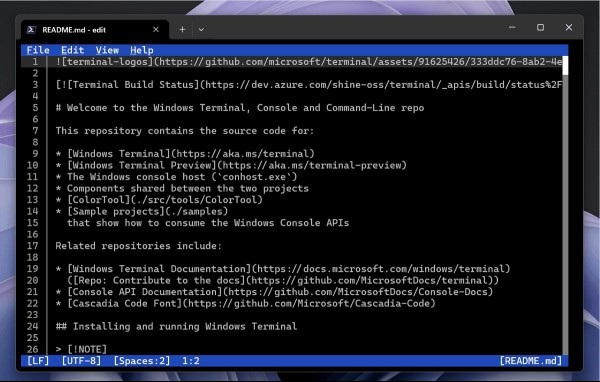 Microsoft releases Edit: an open source command-line text editor for Windows
