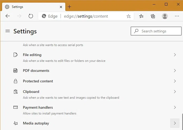 Mute Browsers Edge Media Autoplay
