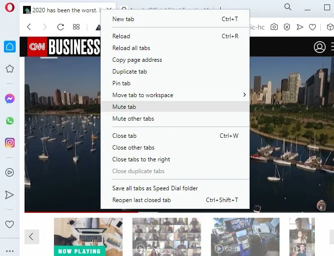 Mute Browsers Opera