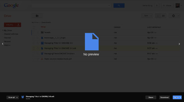 ODT Browser Google Drive