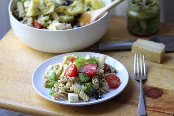 Cheese Tortellini Pesto Pasta Salad