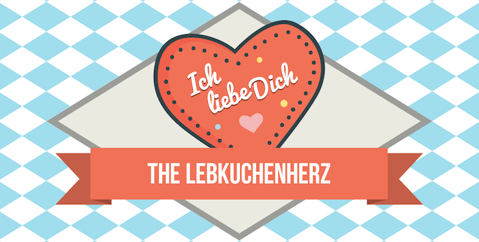 Illustration of the lebkuchenherz, large cookies sold at Oktoberfest