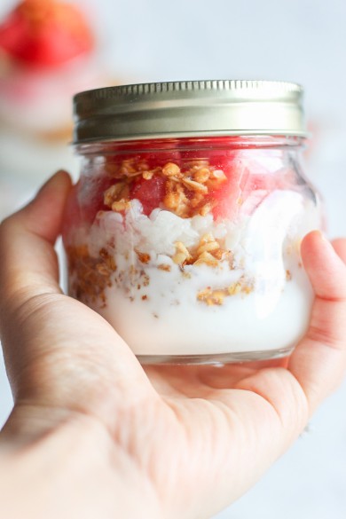 On-The-Go Summer Watermelon Parfait-In-Mason-Jar