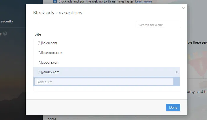 Opera-Adblocker-Whitelist-websites