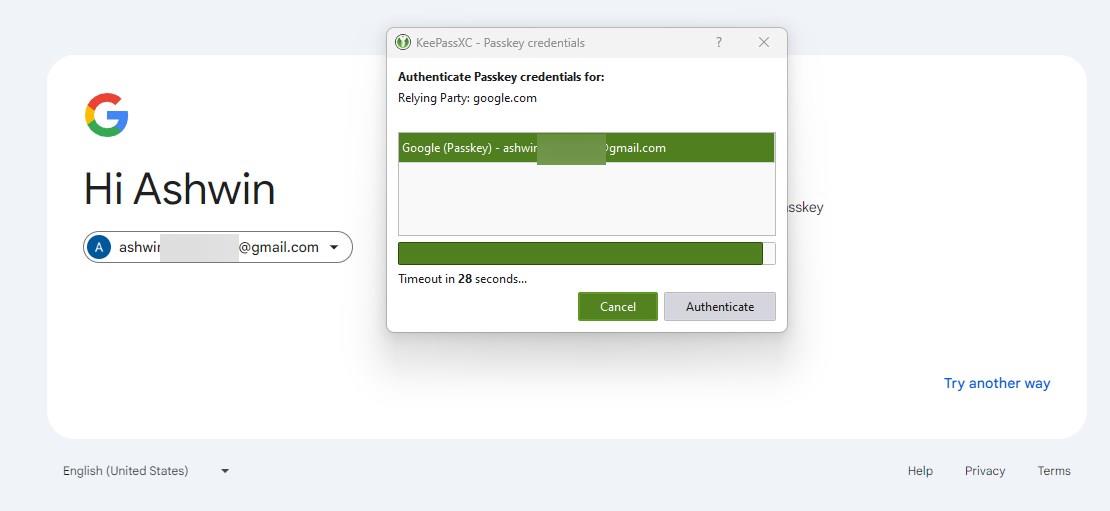 Passkeys in KeepassXC password manager