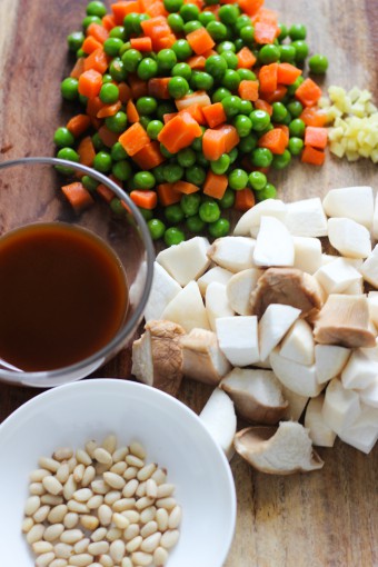 Sautéed Peas and Trumpet Mushroom -ingredients