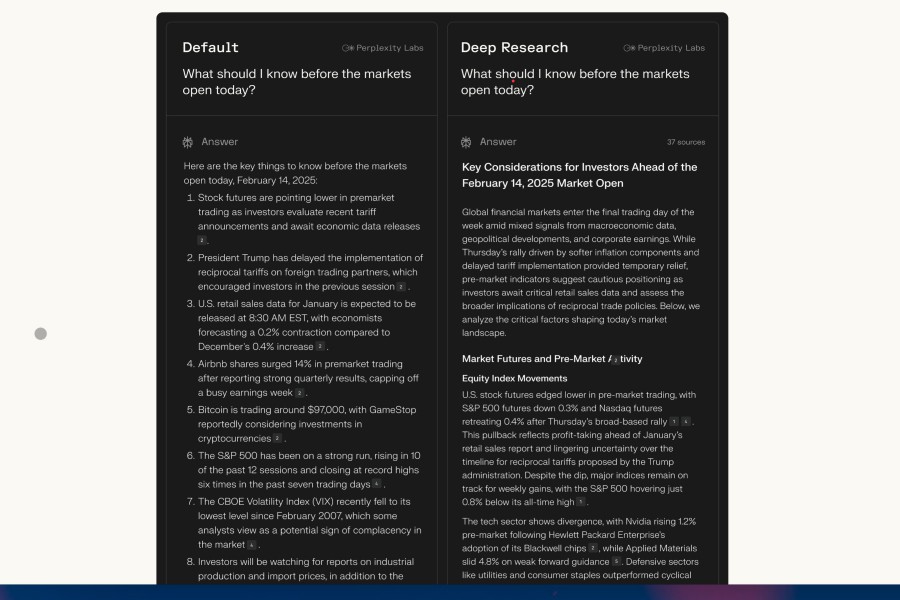 Difference between regular Perxplity and Deep Research answers