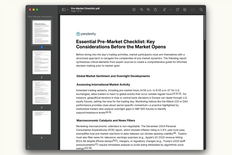 Sample of a Perplexity Deep Research query