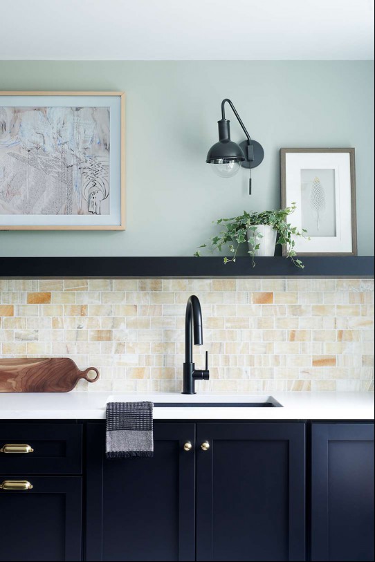 yellow tile with green wall in basement
