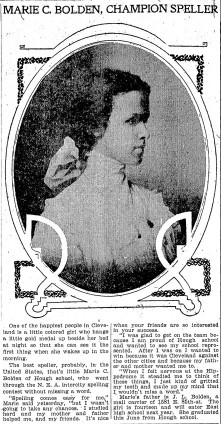 An article about Marie C Bolden from the Cleveland Plain Dealer.