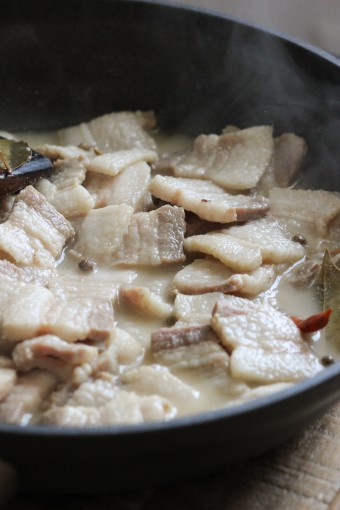 Cook the pork belly