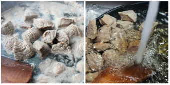 Preparing beef cubes