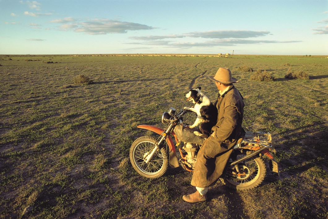 Rancher with an Australian Shepherd