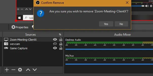 Record Meeting Host Obs Remove Meeting Client