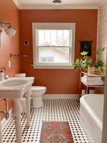Red Earth by Farrow & Ball in a Bathroom