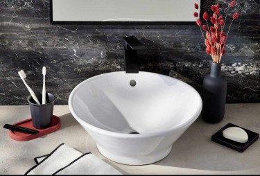 Concrete countertop in bathroom