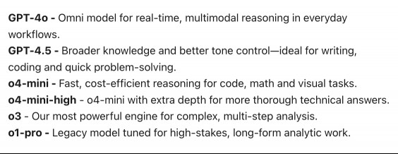 OpenAI model cheat sheet.