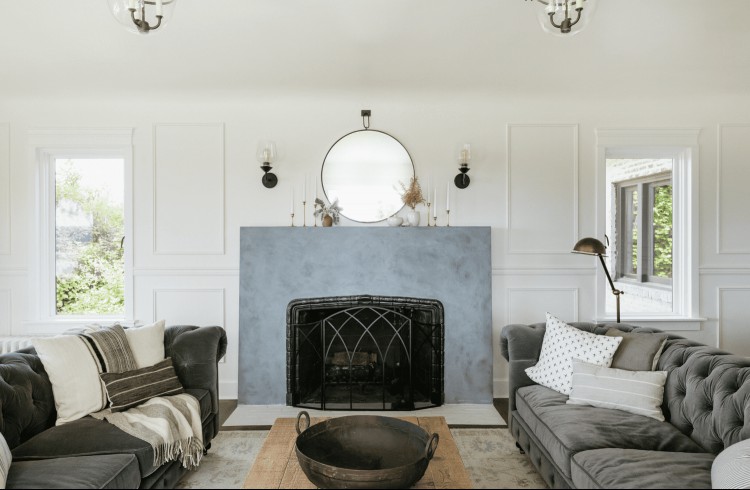 fireplace in tudor home