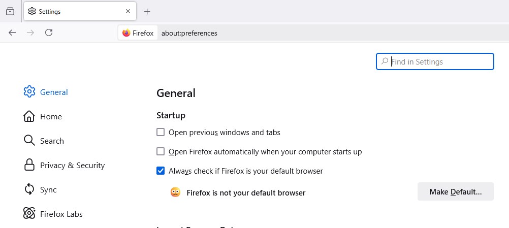 Set firefox as the default browser