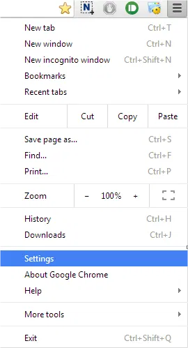 Settings in Google Chrome Settings in Google Chrome