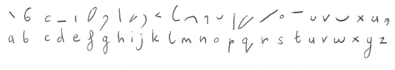 The alphabet in Teeline Shorthand