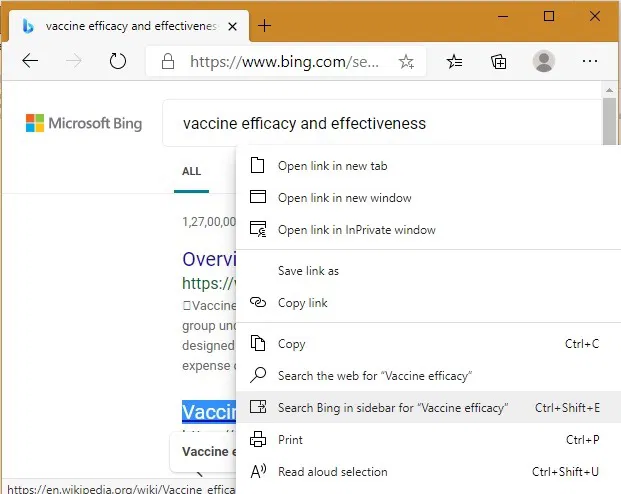 Sidebar Search Bing Edge