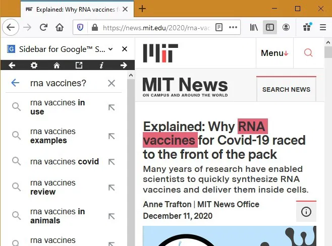 Sidebar Search Google Firefox