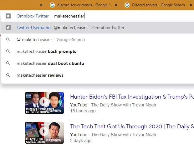 Sidebar Search Twitter Chrome