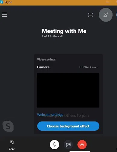 Skype Meet Now Meeting Started
