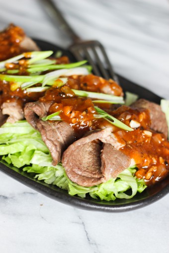 Sliced Beef Over Lettuce