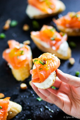 Smoked Salmon Montadito with Mexican Crema