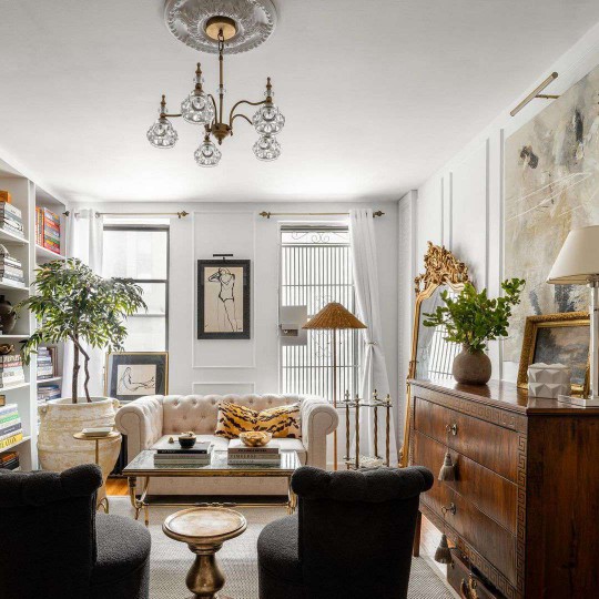 chandelier in rental living room