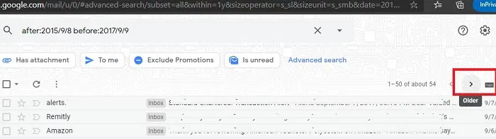 Sort Gmail Filters Daterange Older