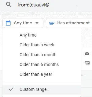 Sort Gmail Filters From Custom Range