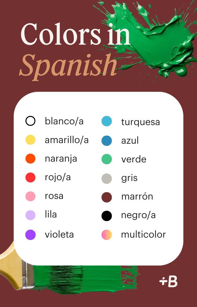 The most common Spanish colors in an infographic.