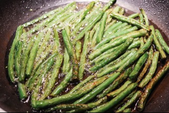 Deep fry green beans 